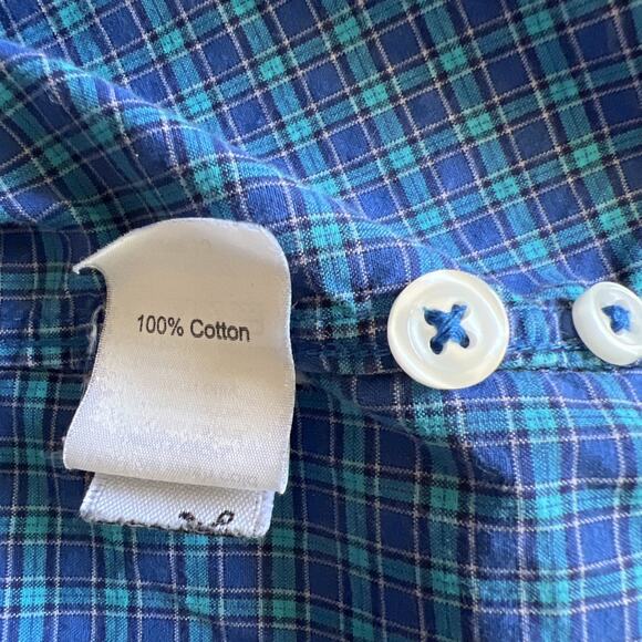J Crew Shirt Mens Large Blue Green Check 100% Cotton Pocket Button Down Preppy - Picture 8 of 11